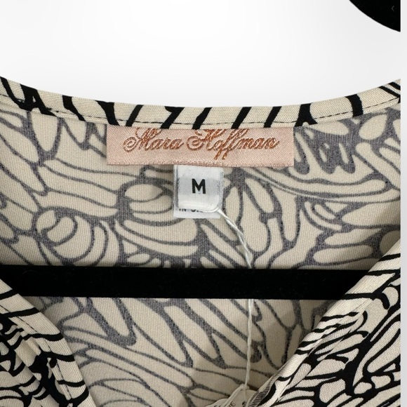 MARA HOFFMAN $340 Retail White/Black Silk Wrap Dress, Size Medium - Picture 15 of 16